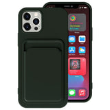 Protective card holder cover for iPhone in green with a convenient card slot on the back