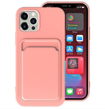 Pink Protective Card Holder Cover for iPhone with slot for cards and sleek design
