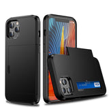 black protective case for iPhone with card slot showing a sleek design and easy access to cards