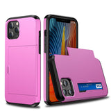 pink protective case for iPhone with card slot showing front and back views