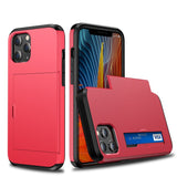 protective case for iPhone with card slot in red and black with secure card storage