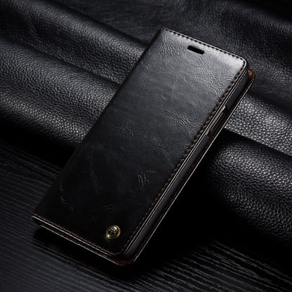 PU leather iPhone wallet case and cardholder in black with sleek design and magnetic closure