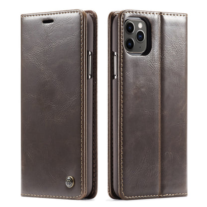 CJD PU leather iPhone wallet case and cardholder in dark brown for stylish phone protection