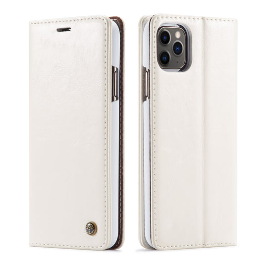 Elegant PU leather iPhone wallet case and cardholder in white with a sleek design for protection and style