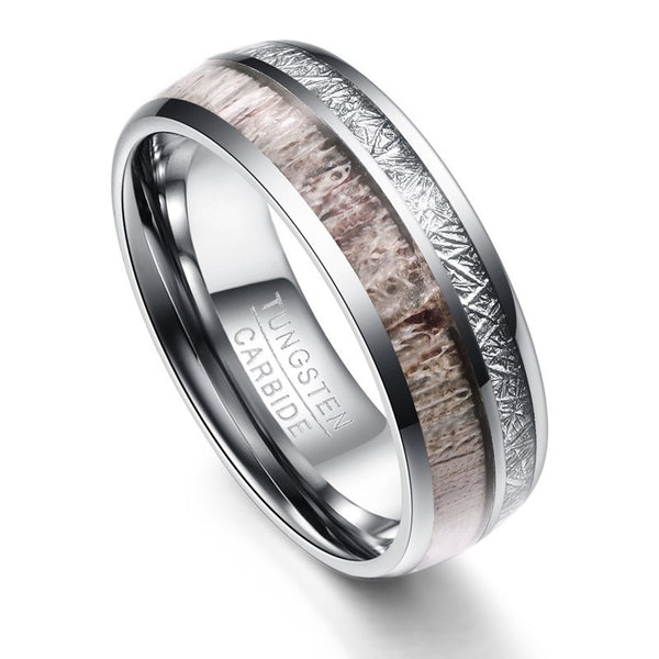 Stylish pure tungsten steel ring for men with intricate design and metal finishes