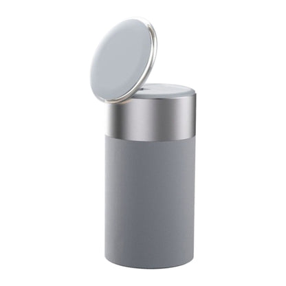 3 in 1 wireless charger for iPhone and AirPods. Gray cylindrical portable magnetic charging stand