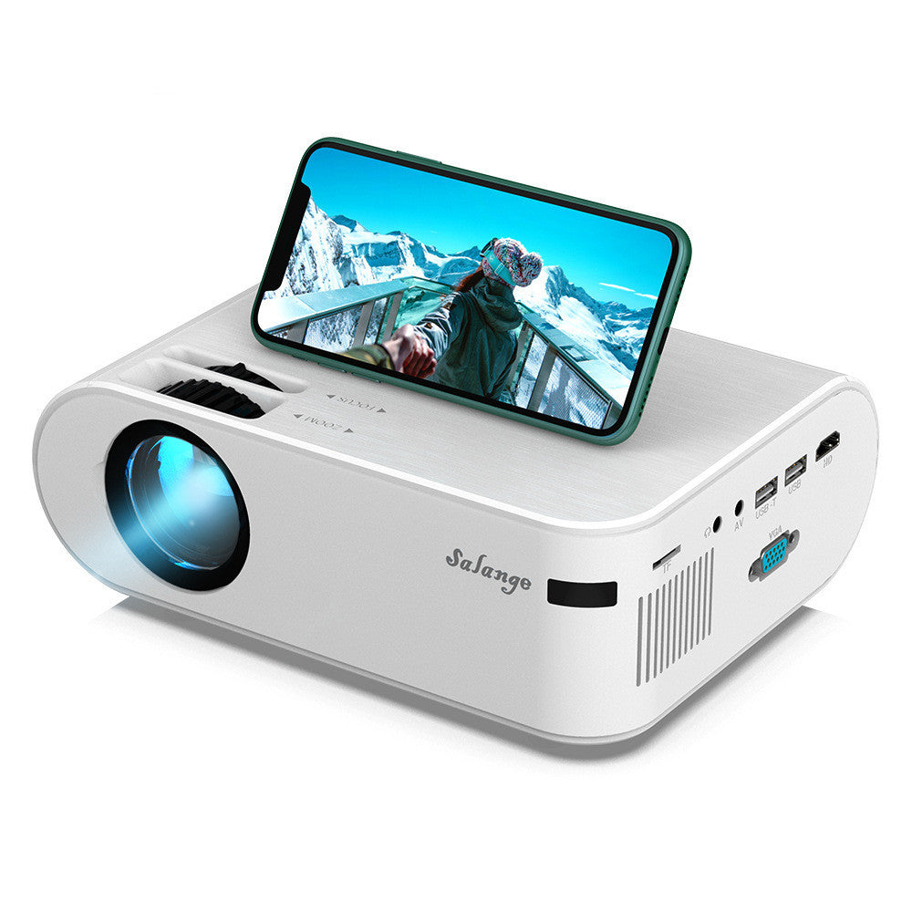 portable 720p smart projector with phone holder and multiple connectivity options