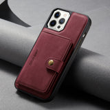 Samsung XR wallet case in burgundy with card slot and button closure for secure storage