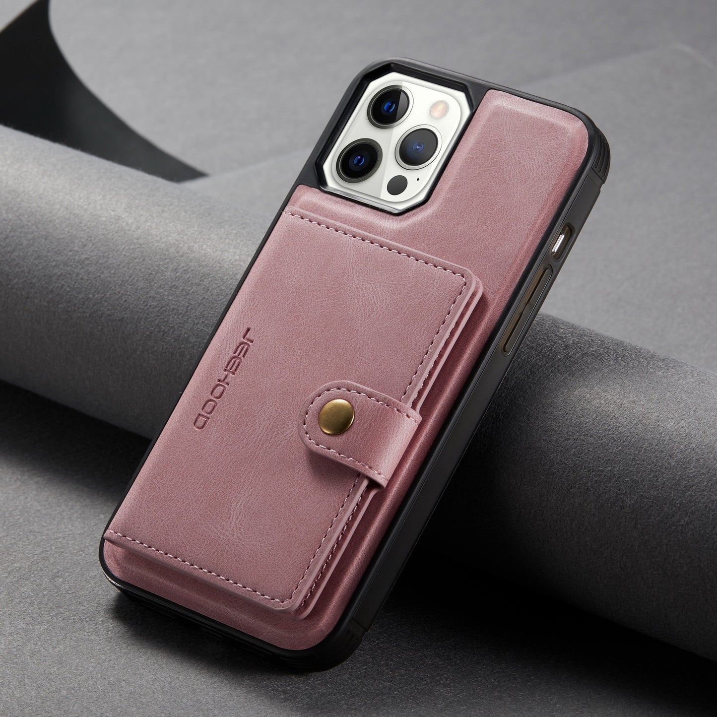 Samsung XR wallet case in pink with a stylish design and secure button closure