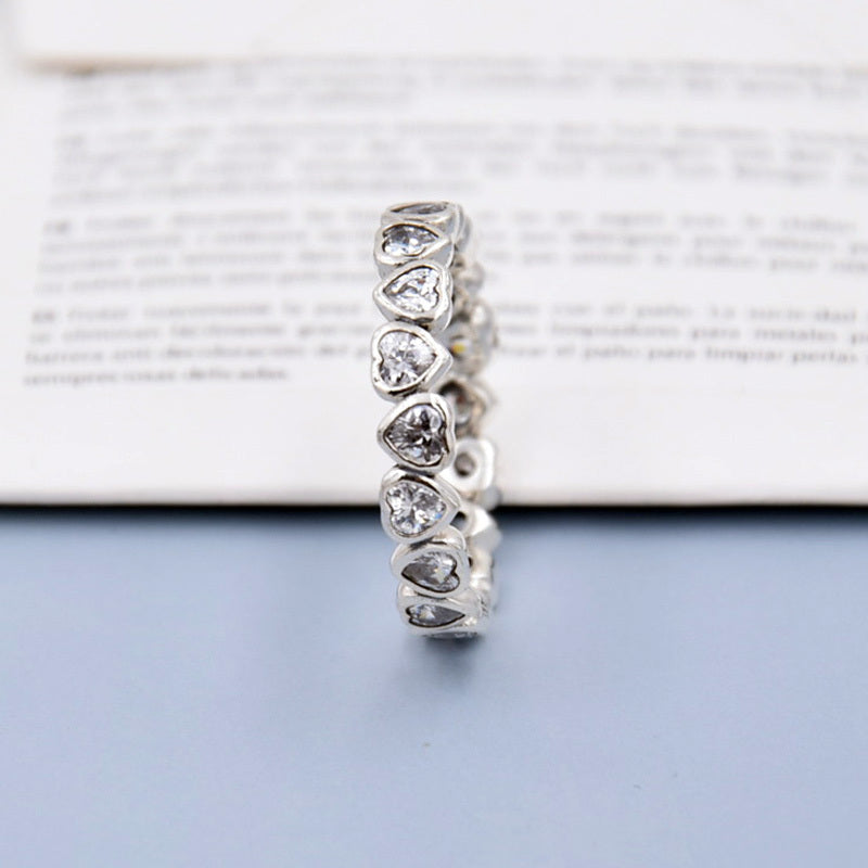Silver Heart Diamond Ring featuring sparkling heart-shaped diamonds in a stylish design