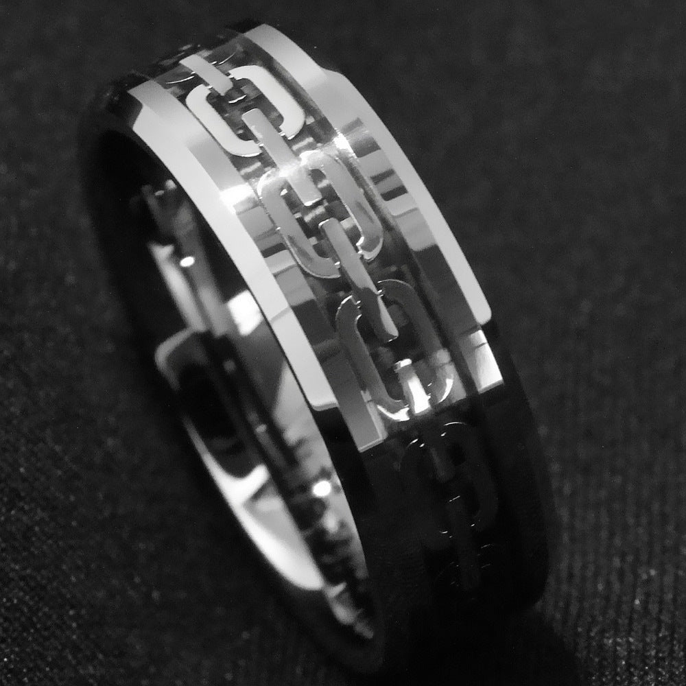 stainless steel chain ring for men featuring a polished design and durable finish