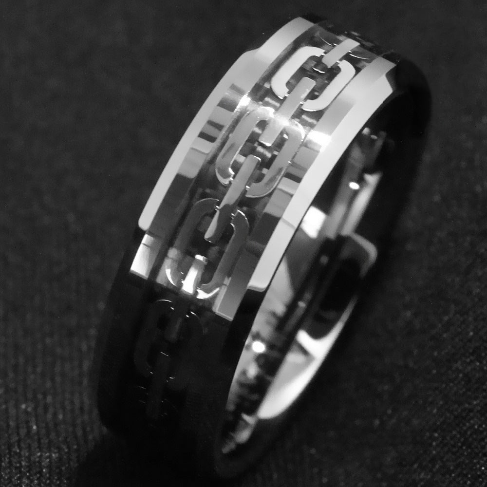 Stylish stainless steel chain ring for men featuring a sleek design and polished finish