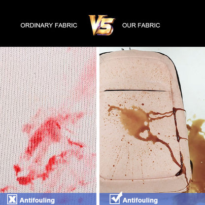 scratch resistant laptop backpack for women showing antifouling fabric comparison with ordinary fabric