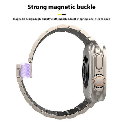 Titanium alloy snap smartwatch band with a strong magnetic buckle for secure fit and easy use