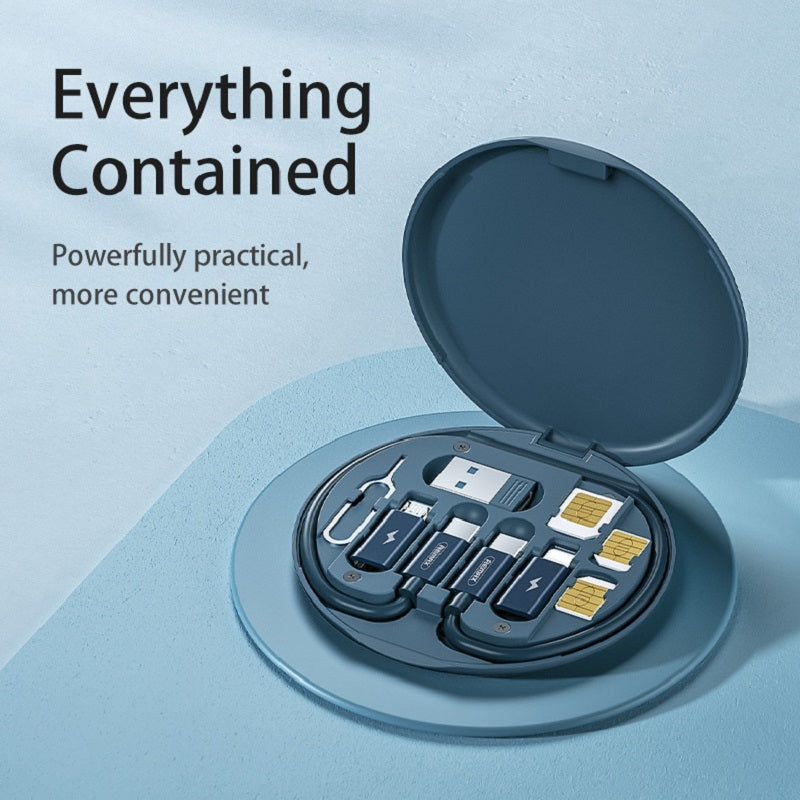 digital travel charging cable storage solution with organized compartments for cables and adapters