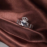 925 sterling silver Irish promise ring for women featuring a crowned heart design on soft fabric