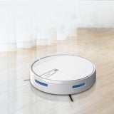 ultra-thin robot vacuum cleaner on wooden floor with sleek design and smart controls
