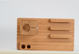 CJD Universal wood charging station with multiple compartments for organized charging and accessory storage