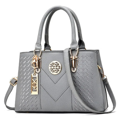 Stylish gray business messenger shoulder bag for women with elegant design and detachable strap