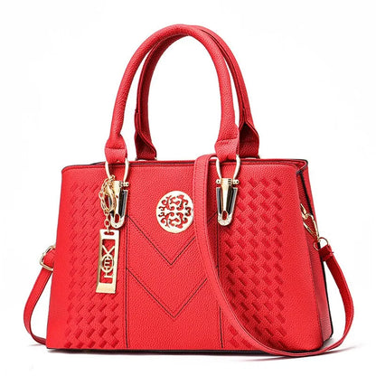 Stylish red Dsers business messenger shoulder bag for women with elegant design and gold accents