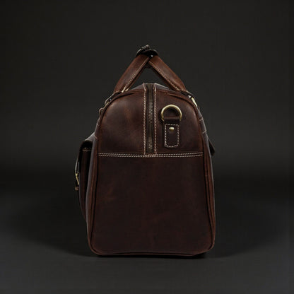 The Voyager Duffle — Brown Full-Grain Distressed Canadian Leather Duffle Bag