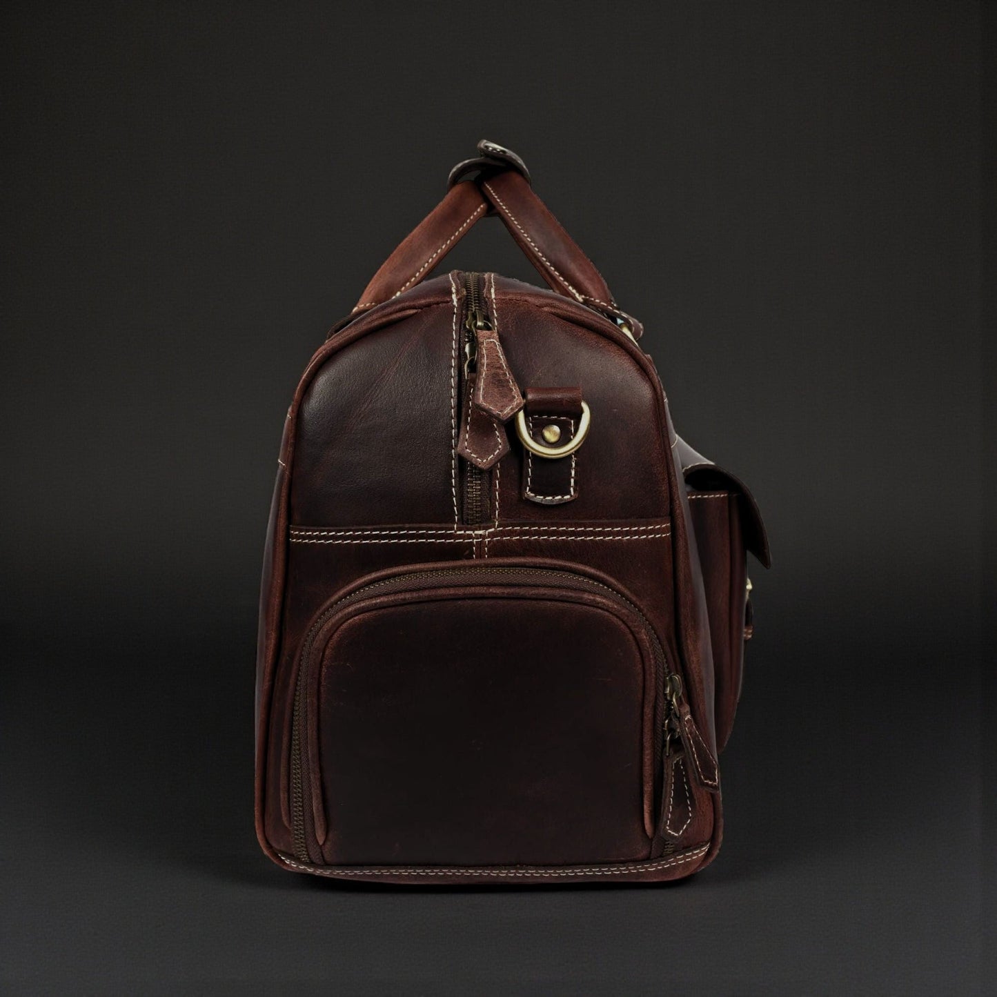 The Voyager Duffle — Brown Full-Grain Distressed Canadian Leather Duffle Bag