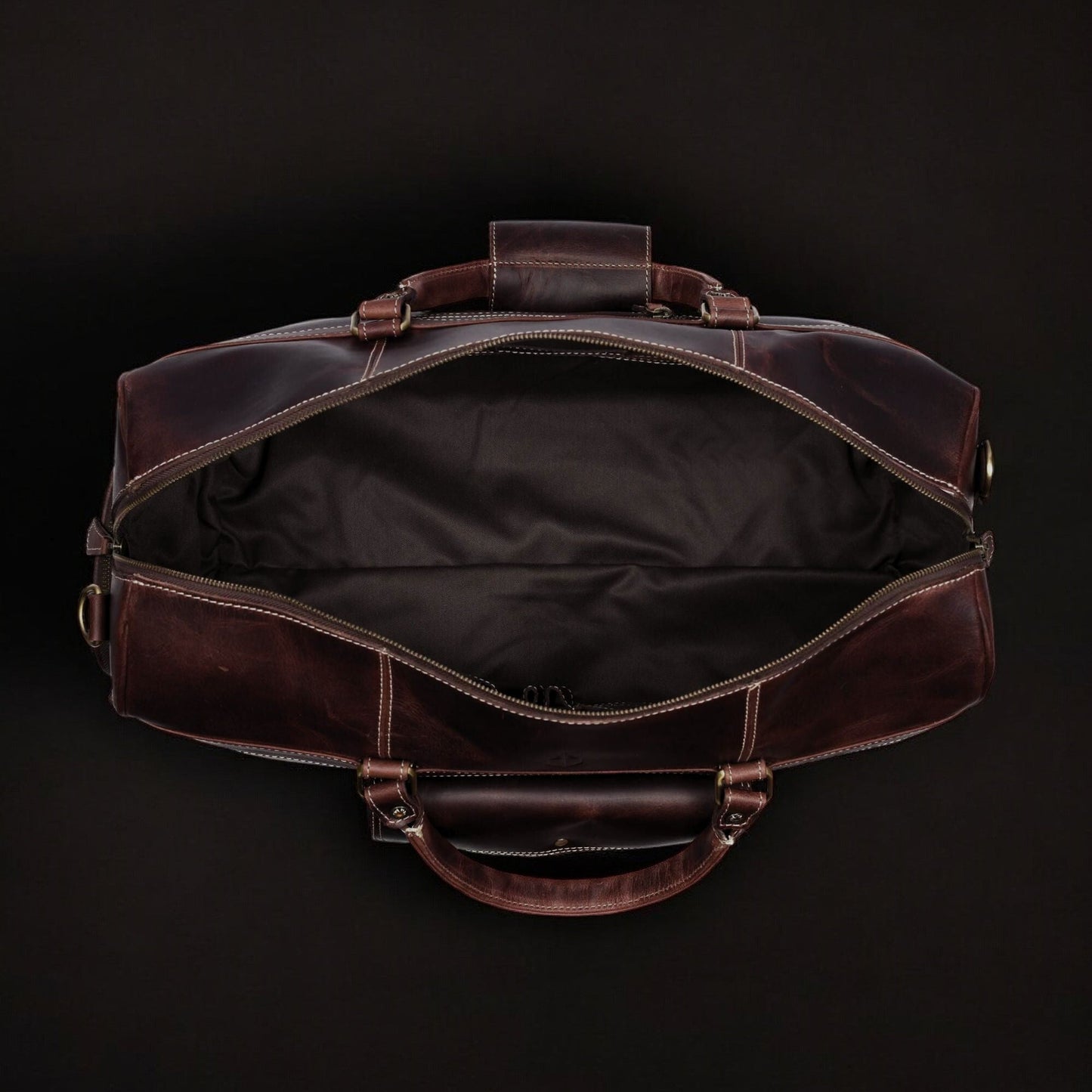 The Voyager Duffle — Brown Full-Grain Distressed Canadian Leather Duffle Bag