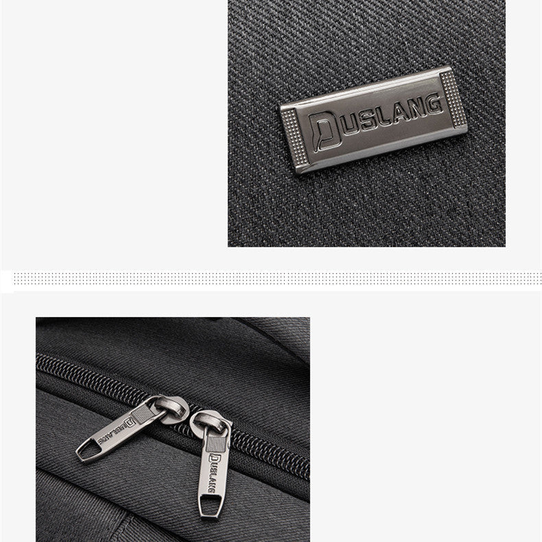 Close-up of CJD water-repellent business travel backpack zippers for secure storage and durability