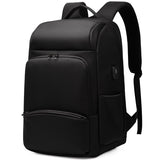 Waterproof anti-theft backpack in sleek black design with multiple compartments for safety and convenience