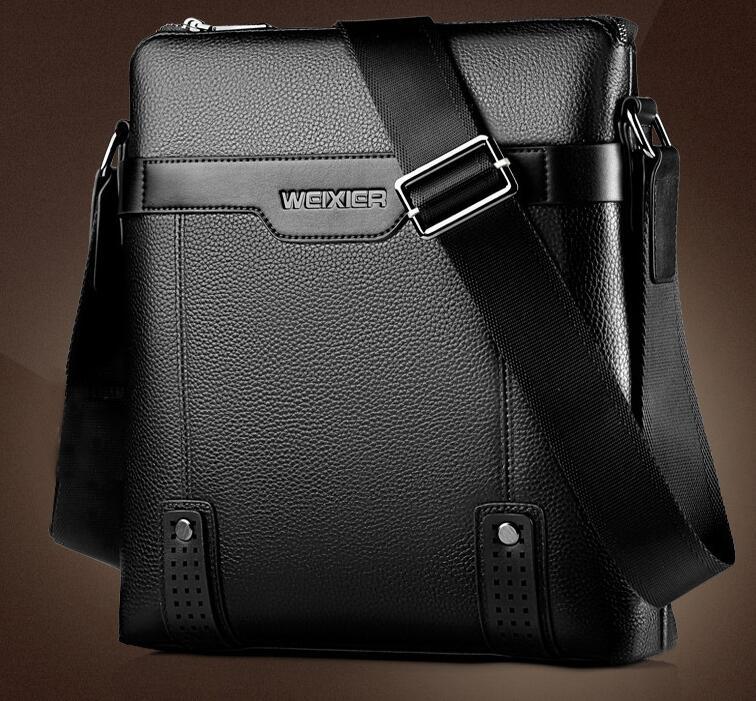 Stylish black fashion leather crossbody bag for men with adjustable strap and sleek design