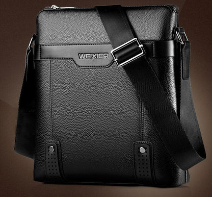 Stylish black fashion leather crossbody bag for men with adjustable strap and sleek design