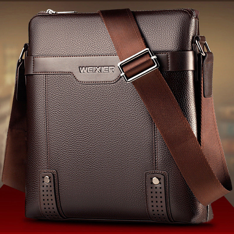 Stylish brown fashion leather crossbody bag for men with adjustable strap and sleek design