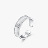 women's diamond adjustable ring with stylish beaded detailing and elegant design