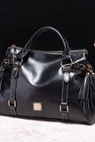 Trendsi women's PU leather laptop handbag in black with chic tassel accents and spacious design