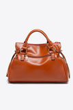 Trendy women's PU leather laptop handbag in brown with spacious compartments and stylish design
