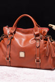 Trendsi women's PU leather laptop handbag in brown with stylish straps and tassels