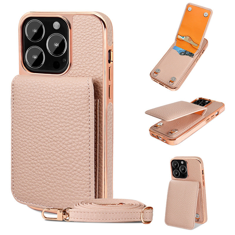 iPhone 14/14-Pro/14+/14-Pro-max|Other Models|Litchi-pattern Lanyard Case/Wallet - StoreFour